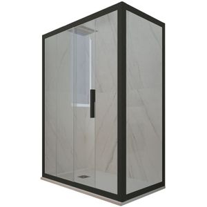 Eck-Duschkabine in pvc 90x160 Klarglas Matt-Schwarz Deco Duo