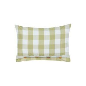 Dekokissen Hellgrün / Weiß Karomuster 40 x 60 cm Rechteckig mit Knöpfen für Wohnzimmer Schlafzimmer Sofa Sessel Bett