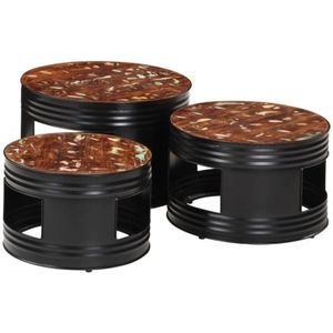 Beistelltische Fass-Design 3 Stk. Massives Altholz