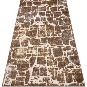 Modern mefe Teppich 6184 Pflasterung Backstein - Strukturell zwei Ebenen aus Vlies dunkelbeige beige 120x170 cm