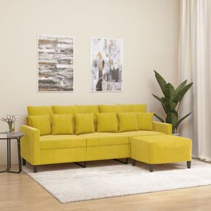 Torana - 3-Sitzer-Sofa mit Hocker Gelb 180 cm Samt