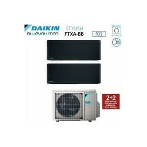 Bluevolution Dual Split Inverter-Klimagerät Serie Stylish Total Black 9+18 Mit 2mxm50a R-32 Wi-Fi Integrated 9000+18000 Farbe Schwarz Italienische
