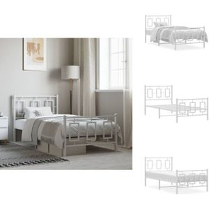 Vidaxl - Bettgestell mit Kopf- und Fußteil Metall Weiß 90x200 cm - Metallbettfgestell - Weißes Bettgestell - Doppelbett - Boxspringrahmen - Einzelbett