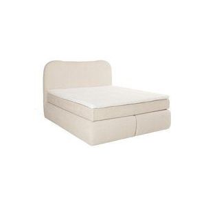 Vente-unique - Boxspringbett komplett mit Bett-Kopfteil + Bettgestell + Matratze + Topper - 180 x 200 cm - Bouclé-Stoff - Beige - travino von ysmée