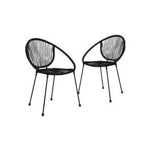 Gartenstühle 2 Stk. PVC Rattan Schwarz vidaXL