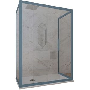 Forte - 3-seitige Duschkabine 70x130x70 Klarglas Marineblau Deco Trio