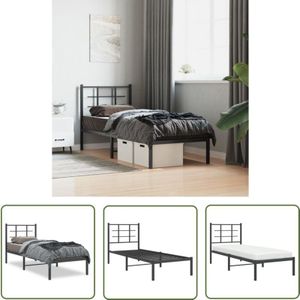 Bettgestell mit Kopfteil Metall Schwarz 80x200 cm - Bettes Gestell - Metallbettfundament - Doppelbett - Boxspringrahmen - Schwarzes Bettgestell - The