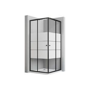 Eckdusche Duschkabine Schwarz 100x100 Schiebetür Eckeinstieg Duschwand Glas Dusche