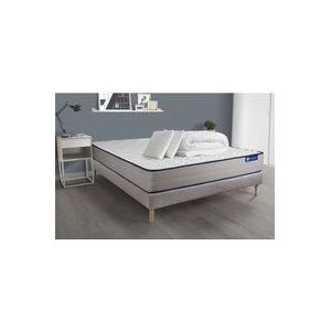 Actisom - Komplettpaket Bett - Matratze 140x200 cm + Boxspringbett mit Lattenrost (im Set) + 2 Kopfkissen + Bettdecke - Actiflex Form