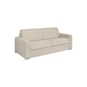 Vente-unique - Schlafsofa mit Matratze 4-Sitzer - Liegefläche Lattenrost mit breiten Latten 160 cm - Matratze 18 cm - Bouclé-Stoff - Beige - calito