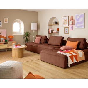 Lisa Design - Marisol - modulierbarer 4-sitzer - texturierter samt - terrakotta