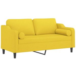 Vidaxl - 2-Sitzer-Sofa mit Zierkissen Hellgelb 140 cm Stoff