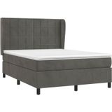 Vidaxl - Boxspringbett mit Matratze Dunkelgrau 140x200 cm Samt