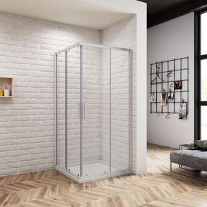 90x70x185cm Duschkabine Duschabtrennung Eckeinstieg Echtglas Schiebetür Dusche Duschwand