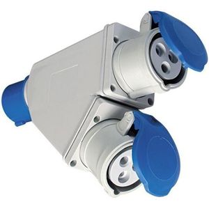 Fanton - 73105 Adapter von 230V CEE-Stecker auf 2 CEE-Steckdosen IP44