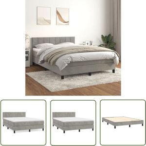 Boxspringbett mit Matratze Hellgrau 140x190 cm Samt - Samtbett - Boxspringbett - Doppelbett - Schlafzimmermöbel - Luxusbett - The Living Store