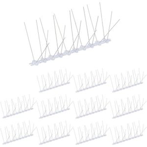 Relaxdays - Vogelabwehr Spikes, 12er Set, hbt: 10,5 x 25 x 14 cm, Taubenabwehr Balkon & Dach, 4-reihig, Edelstahl, silber