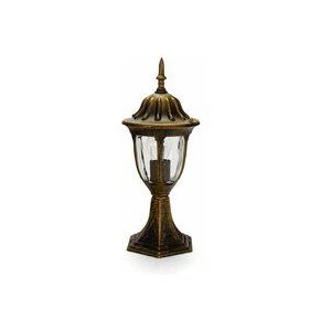 Licht-erlebnisse - Sockelleuchte außen IP43 E27 43 cm Glas Aluminium Rustikal Wegeleuchte Terrasse Garten
