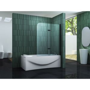Duschtrennwand two - schwarz 120 x 140 (Badewanne) - Klarglas,Schwarz