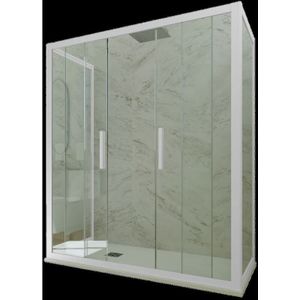 3-seitige Duschkabine 70x140x70 Klarglas Weiß Star Trio