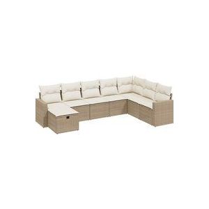 Vidaxl - 8-tlg. Garten-Sofagarnitur mit Kissen Beige Poly Rattan