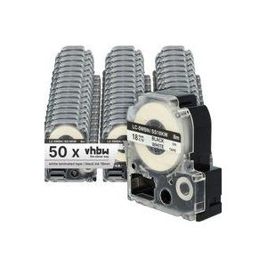 Vhbw - 50x Schriftband-Kassette Ersatz für KingJim SS18KW für Etiketten-Drucker 18mm Schwarz auf Weiß