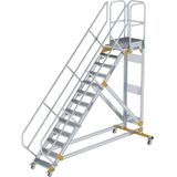 Günzburger Steigtechnik - Plattformtreppe 45° fahrbar Stufenbreite 0,6 m 13 Stufen Aluminium geriffelt - 600773