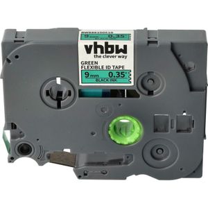 Vhbw - Schriftband-Kassette kompatibel mit Brother P-Touch 1180, 1180HK, 1190, 11Q, 1200, 1200P, 1200S Etiketten-Drucker 9mm Schwarz auf Grün,