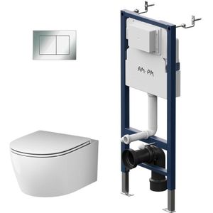 Vorwandelement II12709 inkl. Drückerplatte II90251 + Wand wc CXB1700SC ohne Spülrand + WC-Sitz mit Soft-Close-Absenkautomatik - Am.pm