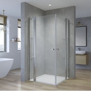 Duschkabine Eckeinstieg Eckdusche mit Doppeltüren Glas Drehtüren Schwingtüren an Festteilen mit Eckablage Pendeltüren Eckduschwand mit