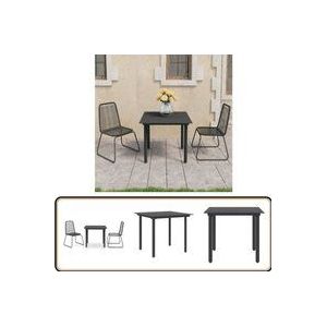Vidaxl - 3-tlg. Garten-Essgruppe pvc Rattan Schwarz - Gartenmöbel - Essgruppe - Gartenstühlchen - Outdoor Furniture - Balkonmöbeln