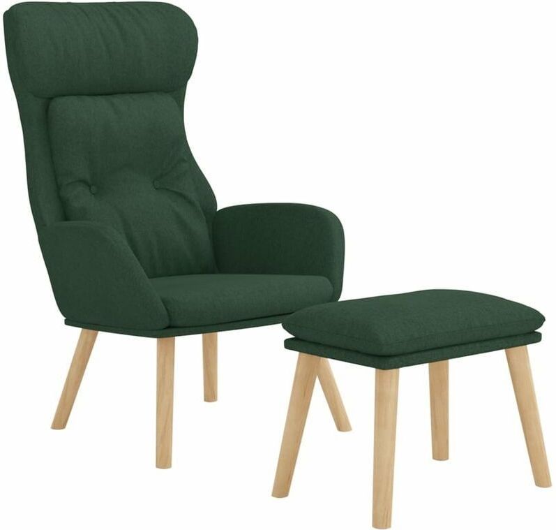 Relaxsessel mit Hocker Dunkelgrün Stoff Vidaxl