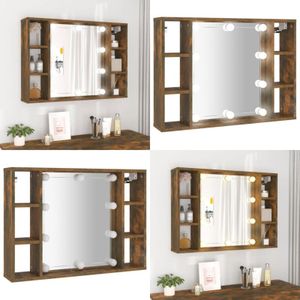 Vidaxl - Spiegelschrank mit led Räuchereiche 76x15x55 cm - Spiegelschrank - Badezimmermöbel - LED-Spiegel - Holzschränk - Rauchfarben - Home & Living
