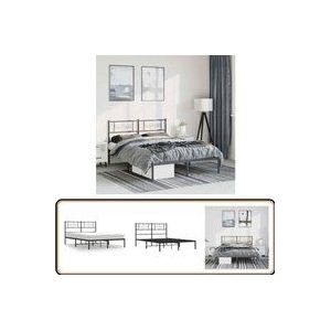 Vidaxl - Bettgestell mit Kopfteil Metall Schwarz 150x200 cm - Metallbettfundament - Schwarzes Bettgestell - Boxspringbett - Doppelbett - Bettrahmen