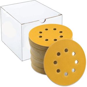 Aiperq - 100 Stück ø 125 mm Schleifscheiben mit 8 Rundlöchern, Klettverschluss für Exzenterschleifer 5 Zoll (P80)