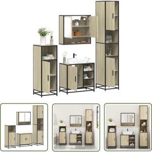 vidaXL 4-tlg. Badmöbel-Set Sonoma-Eiche Holzwerkstoff