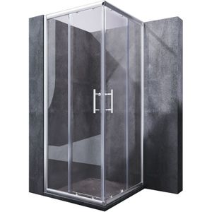 Sonni - Duschtüren Eckeinstieg Duschkabine Doppel Schiebetür Klarglas Dusche 90X80x185cm esg Schnellfreigabefunktion Spritzwasserschutz