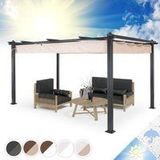 Blumfeldt - Pavillon 3x4m, Rostfreier Metall-Pavillon mit Einziehbarem Dach, Pavillon Wasserdicht, Stabil & Winterfest, Langlebige Pergola