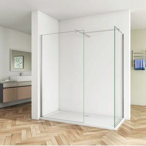 Duschparadies-de - B:100 x T:120 x H:200cm Walk in Duschwand 8mm nano esg Glas Duschkabine Duschabtrennung +2 x Stabilisierungs Stange