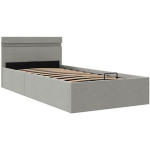 Vidaxl - Bett mit Bettkasten Hydraulisch led Hellgrau Stoff 90x200 cm