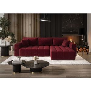 Ecksofa Schlafsofa CAMILA Stoff Monolith Rot Ottomane Rechts
