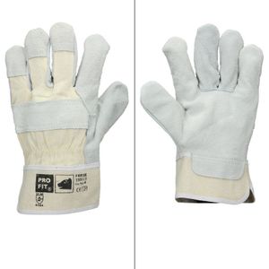 24 Paar Pro-Fit® Rindspaltleder-Handschuhe Größe 9 / l - Natur - Canvas-Stulpe - Leder Arbeitshandschuhe Rindspalt Schutzhandschuhe Gartenhandschuhe