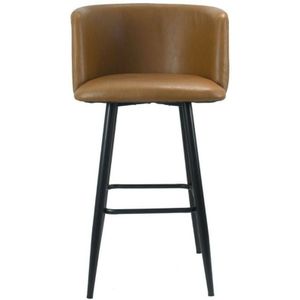 Bequemer Limin Hocker in taupefarbenem Kunstleder mit mattschwarzen Beinen 100 cm x 54 cm x 55 cm