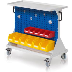 RasterMobil® Größe 2 - 1000x930x500mm - 2x Lochplatte 2x Schlitzplatte - Auflageboden aus Stahlblech - enzianblau - Kappes