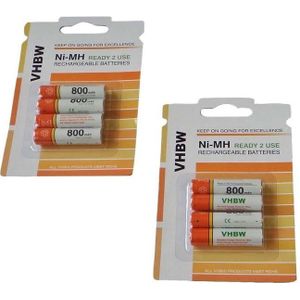Vhbw - 8x aaa Micro Akku kompatibel mit Siemens Gigaset E560, E560HX, E560A, E630 schnurlos Festnetz Telefon (800mAh, 1,2V, NiMH)