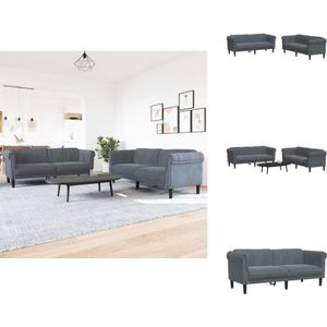 Vidaxl - 2-tlg. Sofagarnitur Dunkelgrau Samt - Samtsofa - Wohnzimmersofa - Couch - Zwei Sitz Sofa - Dreisitzsofa