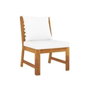 Modular-Mittelsofa mit Cremeweißen Kissen Akazie Massivholz