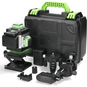 Fitags - 16 Linien Laser-Wasserwaage, 4 x 360° selbstnivellierende Laser-Wasserwaage, Laser-Wasserwaage mit 2 wiederaufladbaren 2400 mAh-Akkus, mit
