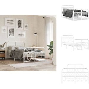 Vidaxl - Bettgestell mit Kopf- und Fußteil Metall Weiß 120x200 cm - Metallbettfgestell - Doppelbett - Weißes Bettgestell - Stahlrahmen - Boxspringbett