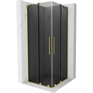 Mexen Velar Duo Duschkabine schiebbar 90 x 90 cm, Graphit, gebürstetes Gold - 871-090-090-42-55
